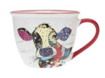 KIUB Bol timbale avec une anse - Motif vache - matière porcelaine fine - contenance 550ML