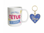 STC coffret mug et porte clés pailettes "Têtue"