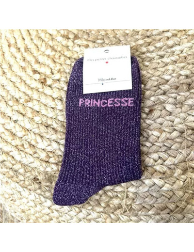 V321- Chaussettes paillettes "Princesse" (violet)