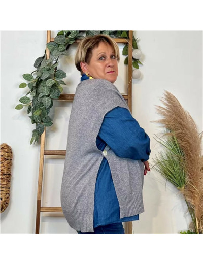 K122- Pull sans manches (Tu) (gris)
