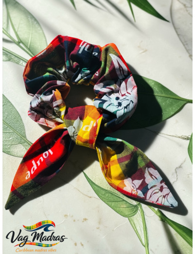 Foulchie Madras – Chouchou avec rubans en tissu madras | Vag Madras