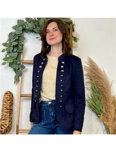 K068- Blazer Suédine Officier (T36-T44) 🇮🇹 (marine)