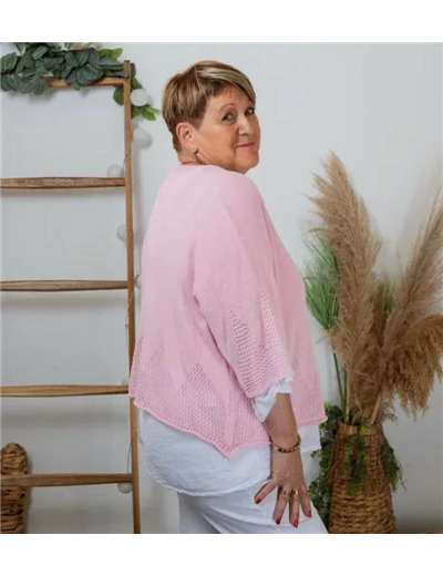 K407- Pull imprimé (Tu) 🇮🇹 (rose bébé)
