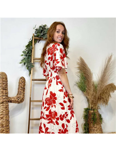 K140- Robe longue "Coton" Maëlle (T36-T40) (ecru)