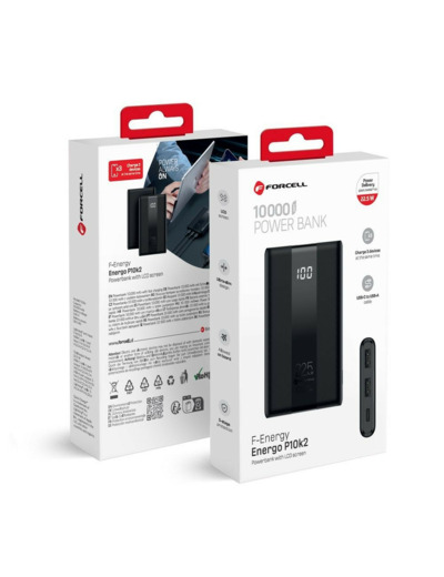 FORCELL F-ENERGY P10K2 Batterie externe avec câble USB-C vers USB-A 10 000mAh 22.5W