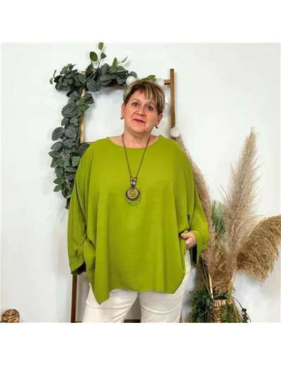 Z328- Tunique unie Collier Curvy (vert anis)
