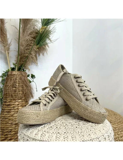 R473- Tennis Lacets texturée (T36-T41) (taupe)