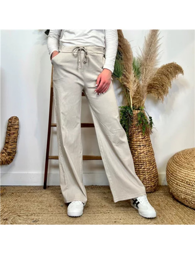 L792- Jogg Flare 2 poches plaquées (Tu) (beige)