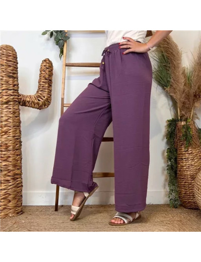 L761- Pantalon flou large 1er PRIX (Tu) (mauve)
