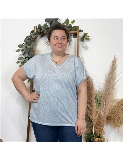 K462-T Shirt "Mélodie" biais lurex 🇮🇹 (vert d'eau)