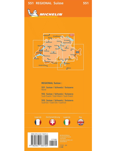 CARTE REGIONALE SUISSE / SCHWEIZ / SVIZZERA - NORD