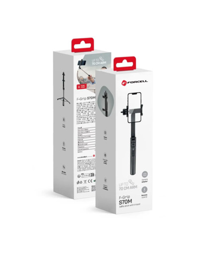 FORCELL F-GRIP S70M Trépied / Perche à selfie 70cm avec télécommande bluetooth