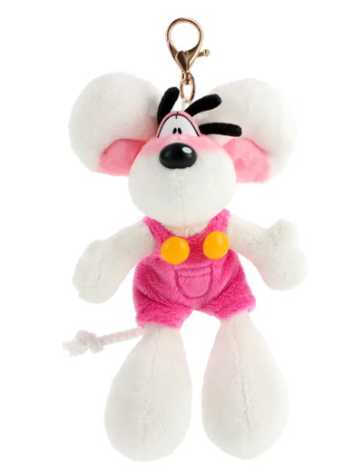 Porte-clés peluche Diddl en salopette Rose 15cm