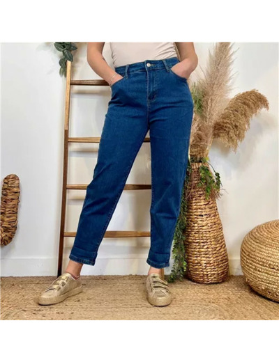 N021- Jean Mom-Fit (T36-T44) (denim foncé)