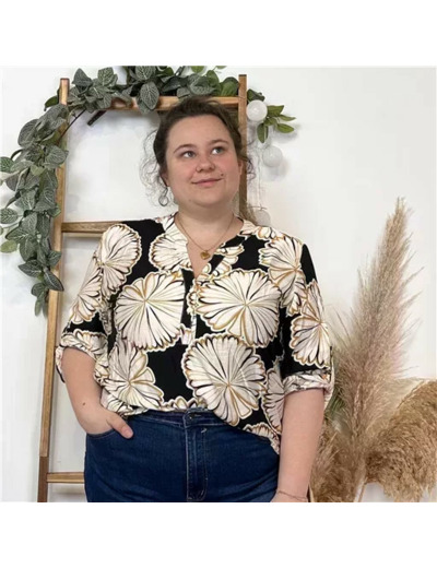 Z778- Tunique « nénuphards » (T44-T52) (noir)