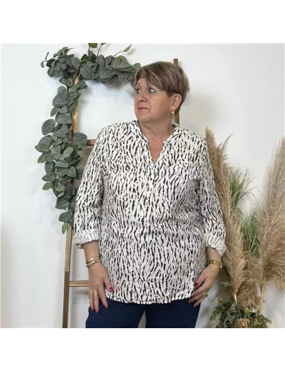 K822- Blouse Christy marbrée (T44-T52) (blanc)