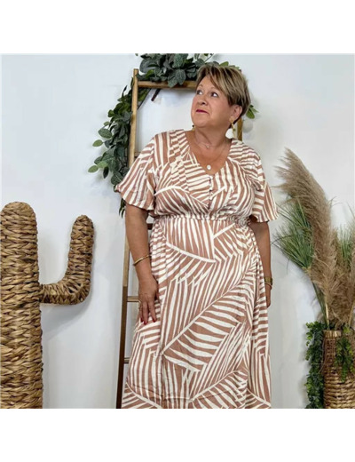 Z152-Robe longue Christy (T44-T52) (beige)