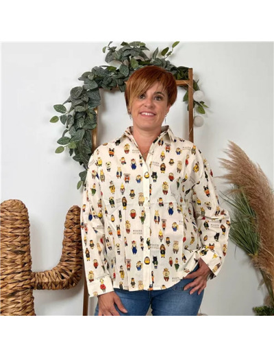 K072- Blouse Season "Animaux" 🐶 (ecru)