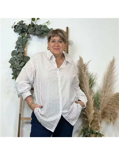 Z144- Chemise rayée Christy (T44-T52) (blanc)