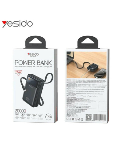 YESIDO Batterie Externe Power Bank USB-C 20000mAh 65W