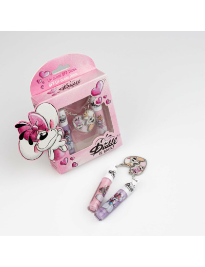 DIDDL - BFF Lip gloss Diddl - Duo De Gloss À Partager Avec Ta Meilleure Amie – Rose Et Violet Avec Pendentifs Cœur – Coffret Diddlina – Cadeau Fille/Amitié