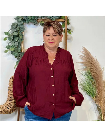 K063- Blouse Unie "Z-One" (T40-T48) (bordeaux)