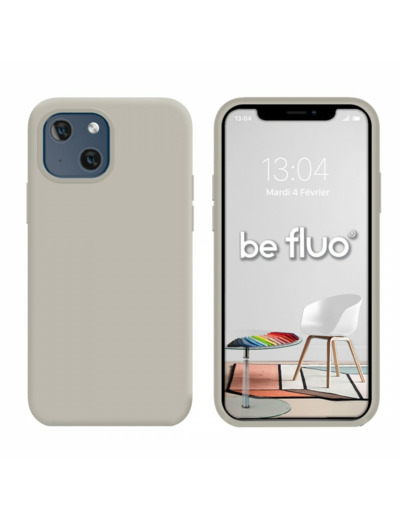 Coque Silicone Moxie BeFluo Fine et Légère pour iPhone 14, Intérieur Microfibre - Gris Nardo