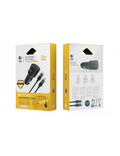 TIGER POWER PACK CHARGEUR VOITURE PD 30W + CABLE LIGHTNING 1,2M