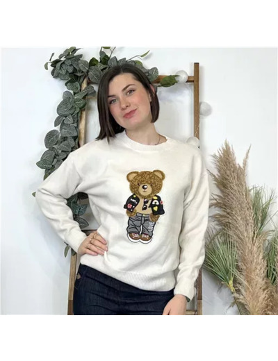 K601- Pull Ourson "Version Féminin" (Tu) (beige)