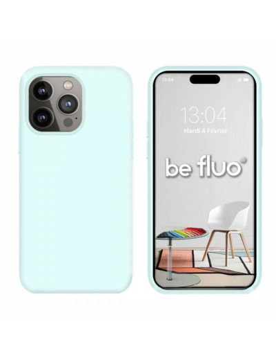 Coque Silicone Moxie BeFluo Fine et Légère pour iPhone 14 Pro Max, Intérieur Microfibre - Bleu glacier