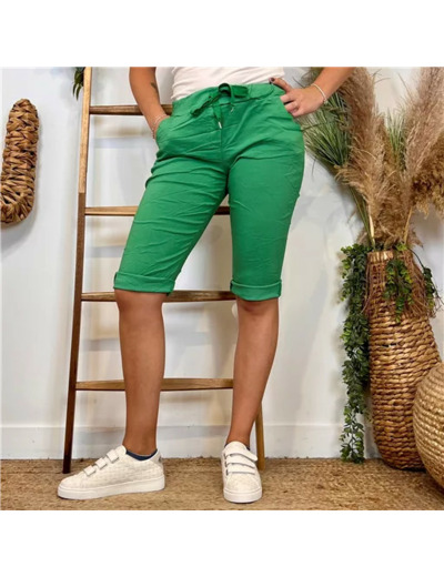 L729- Bermuda Coton Stretch (Tu) (vert brésil)