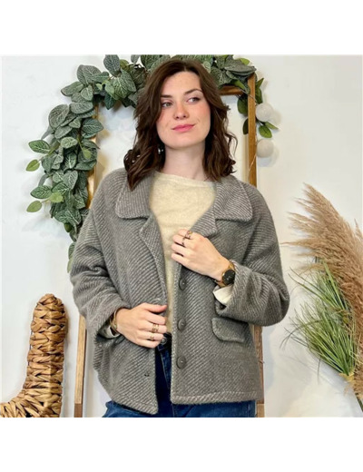 K054- Veste courte chevron (Tu) 🇮🇹 (gris)