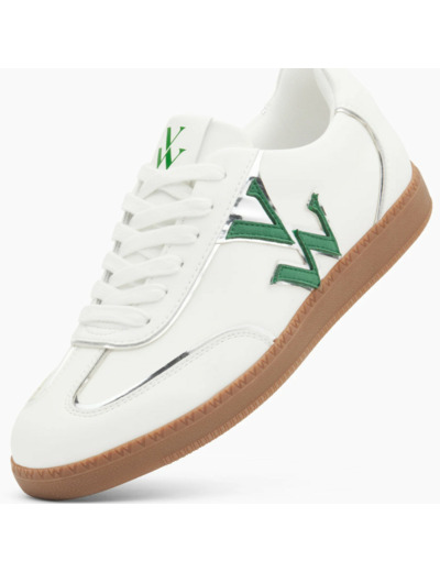 Baskets monogramme blanc et vert à semelle rétro - Charlize - Vanessa Wu