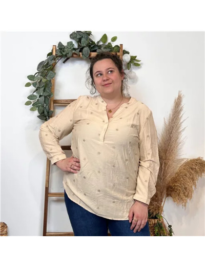 K772- Blouse brodée Christy (T44-T52) (beige)