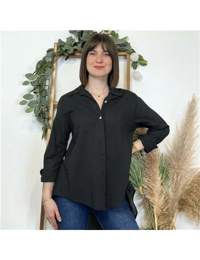 K503- Chemise fluide coton (Tu) 🇮🇹 (noir)