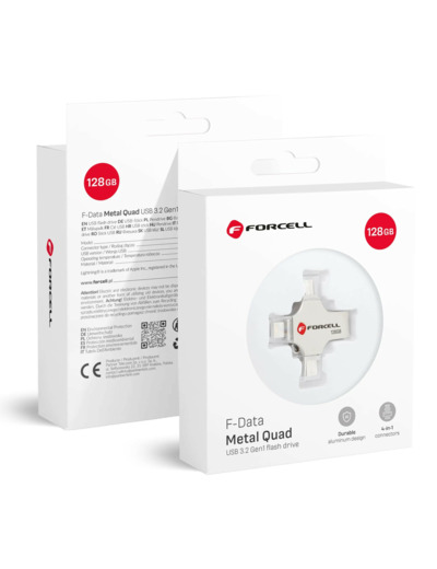 FORCELL F-DATA Clé USB 32/64/128Go multiports (USB-A, USB-C, Lightning, Micro-USB)