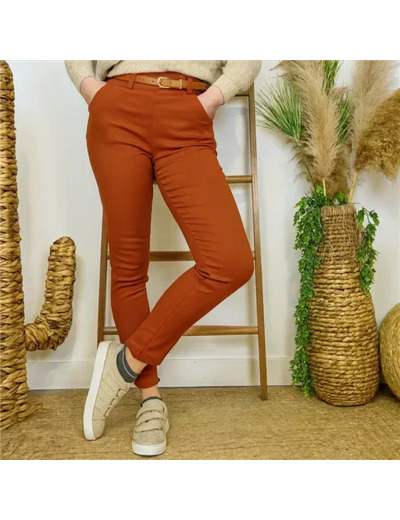 L799- Pantalon Stretch (T36-T46) 🇮🇹 (rouille)