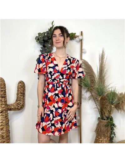 L029- Robe courte By one 💐 (T40-T48) (multicolore)