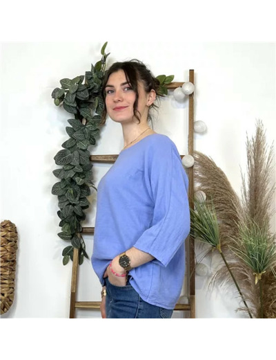 L461- Tunique coton / lin (Tu) 🇮🇹 (bleu indigo)