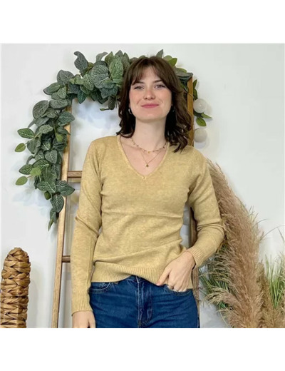 Y370- Pull Épais sans laine «Voggo» (T36-T48) (taupe)