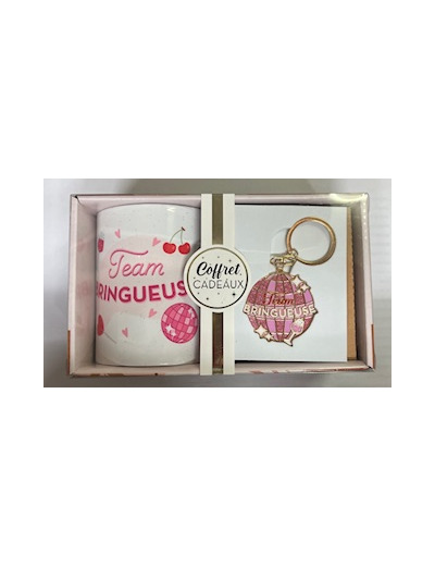 STC coffret mug et porte clés pailettes "Team bringeuse"