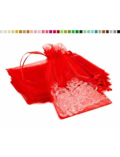 Lot de10 sacs en organza a nouer 7x9 cm pour bijoux rouge