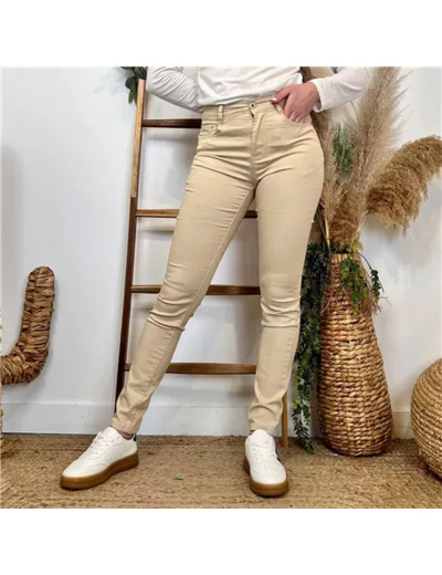 N275- Jean coupe Slim Voggo (T36-T44) (beige)