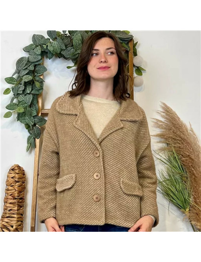 K054- Veste courte chevron (Tu) 🇮🇹 (camel)