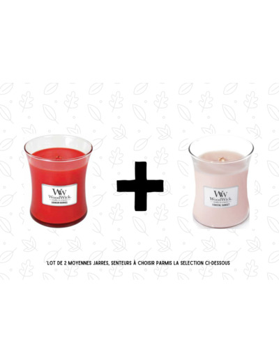 Offre exceptionnelle : Lot de 2 bougies (Moyenne Jarre) au choix parmi ces senteurs - Nous préciser les senteurs en commentaire