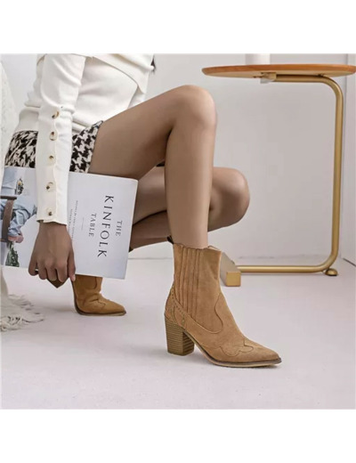 R393- Bottine santiags "Moow" (T36-T41) (camel)