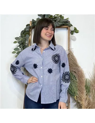 K305- Chemisier "Maëlle" 🌼 (T36-T40) (bleu indigo)