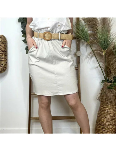 L770- Jupe stretch unie (Tu) 🇮🇹 (beige)