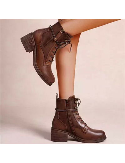 R397- Bottine unie talon médium (T36-T42) (marron)