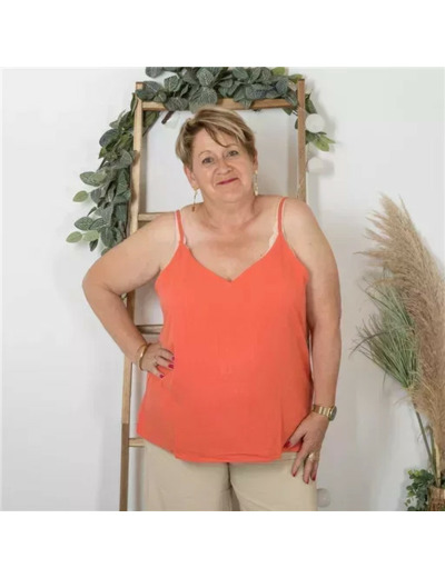 K233- Débardeur Maëlle dos brodé (T40-T48) (corail)